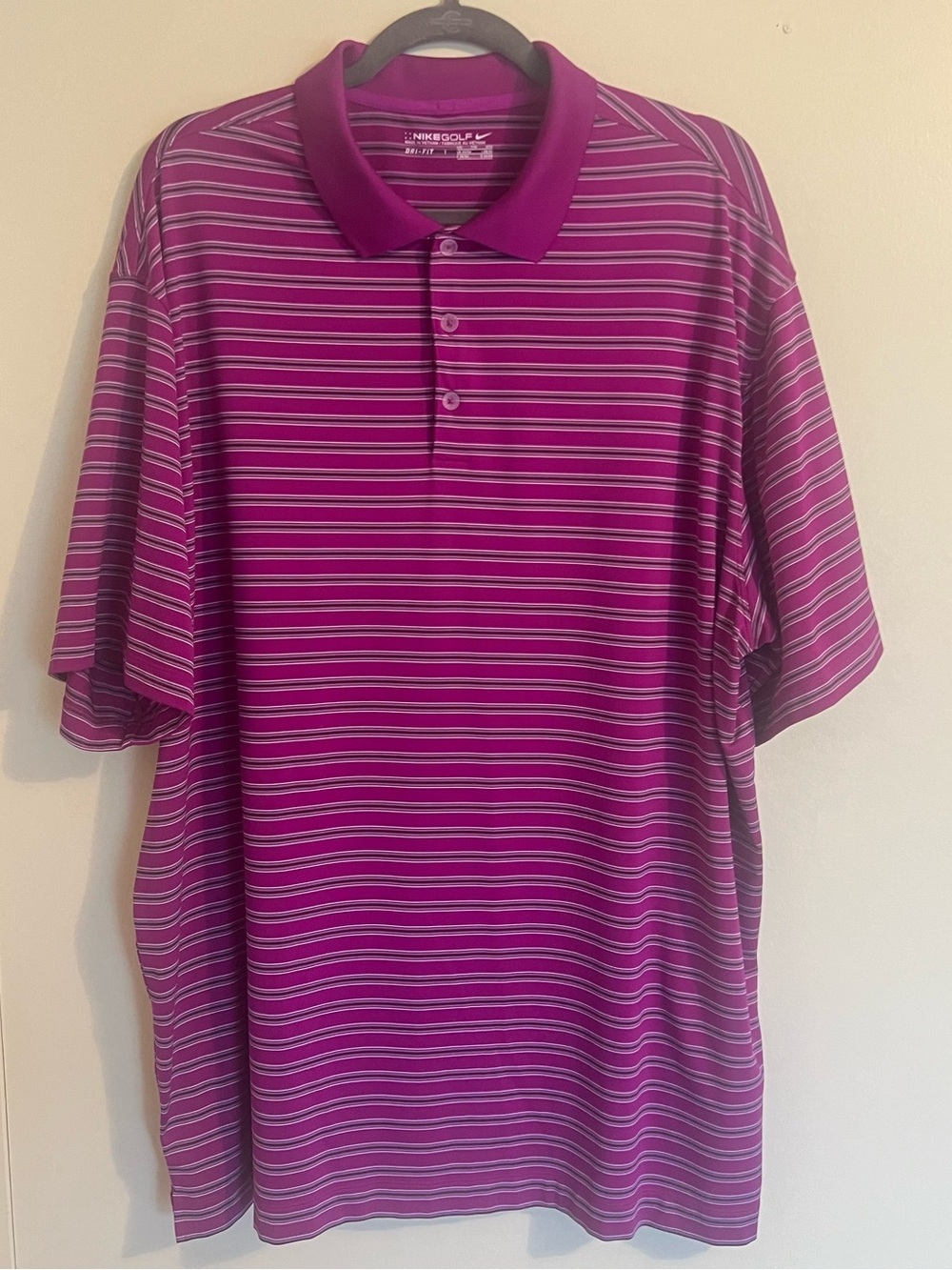 Nike Golf Men's Purple Striped Polo Shirt